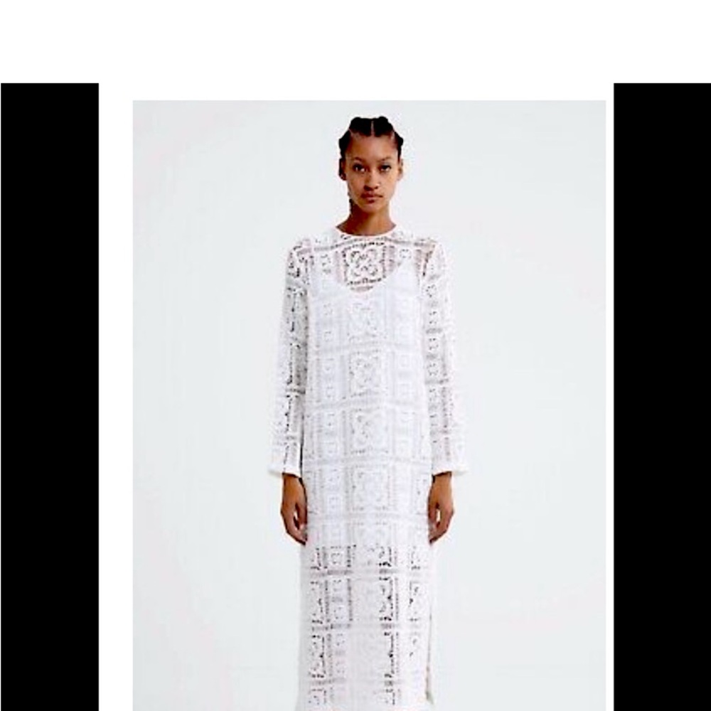 ZARA Croquet Textured Weave Tunic Dress Large
